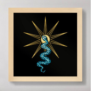 Snake Spiritual wall art Stars gold blue black