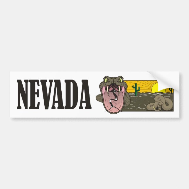 Snake State of Nevada USA: Rattlesnake and desert Bumper Sticker (Front)