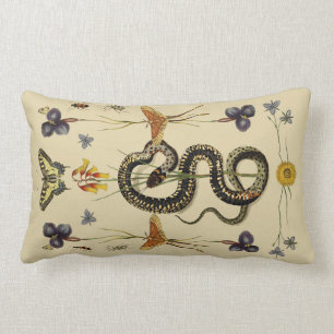 Snake, Swallowtail, & Wildflowers in sand Lumbar Cushion