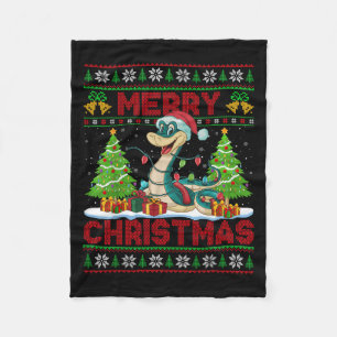 Snake Ugly Christmas Sweaters Funny Santa Hat Ligh Fleece Blanket