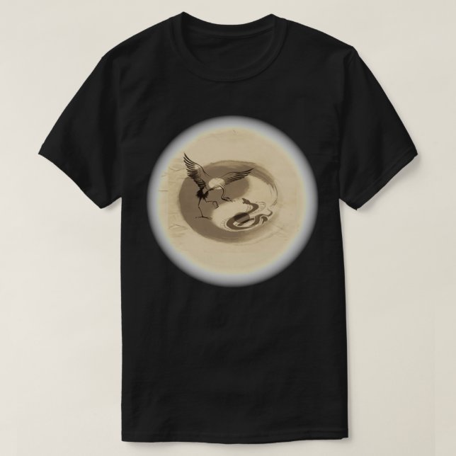 Snake vs Crane yin yang corner T-Shirt (Design Front)