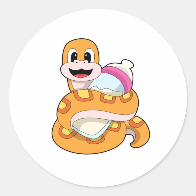 Snake with Baby bottle Classic Round Sticker (Front)