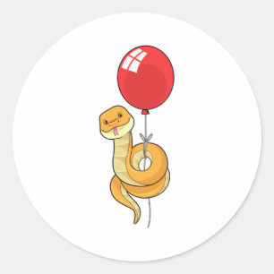 Snake with Balloon Classic Round Sticker