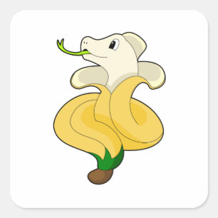 Snake with Banana Square Sticker