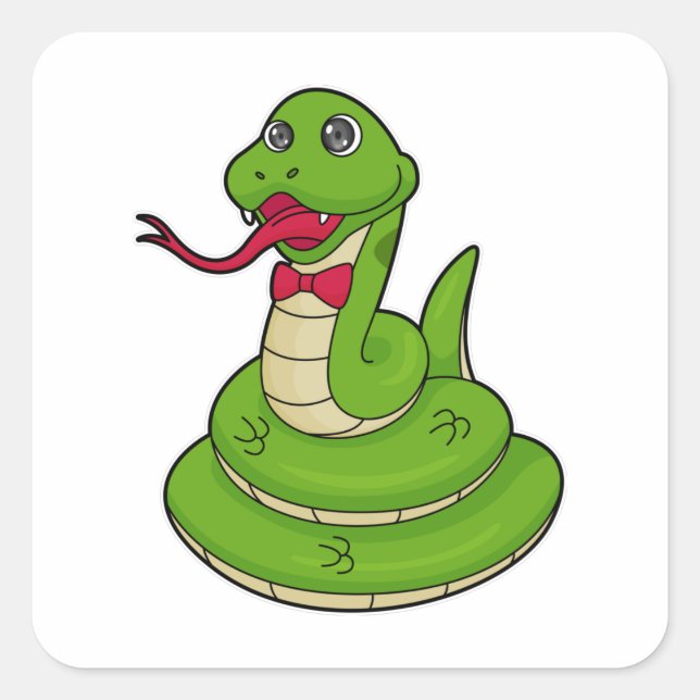 Snake with Bow tie Square Sticker (Front)