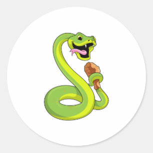 Snake with Chicken Classic Round Sticker