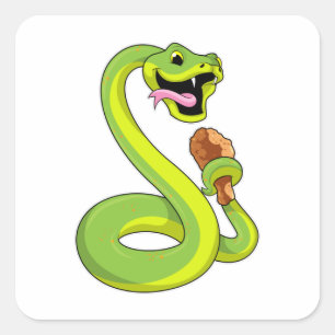 Snake with Chicken Square Sticker