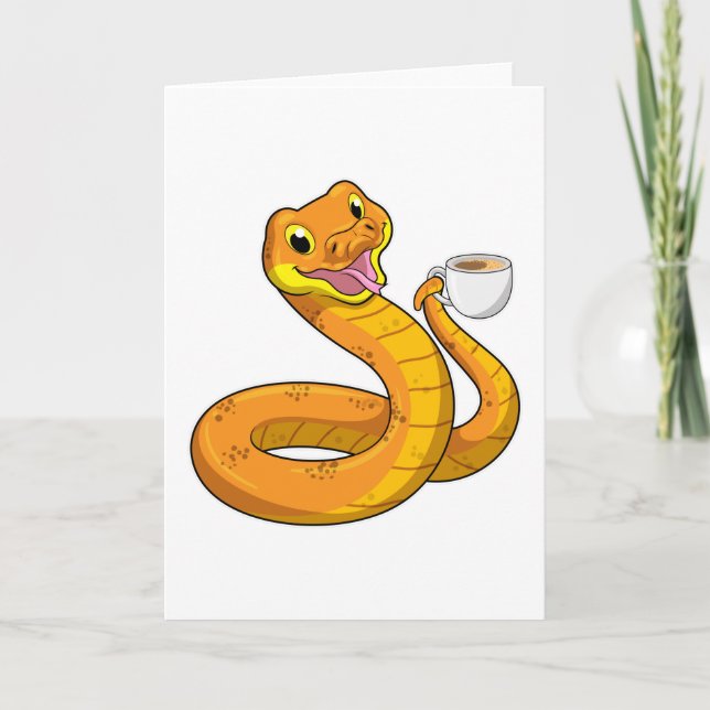 Snake with Cup of Coffee Card (Front)
