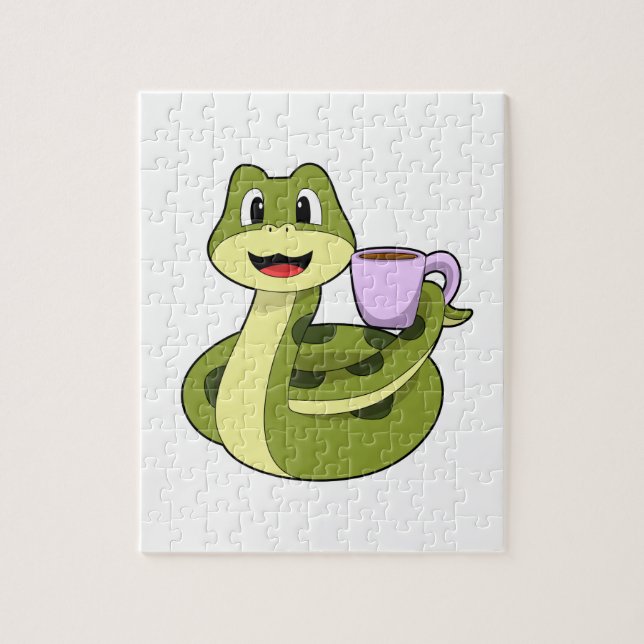 Snake with Cup of Coffee Jigsaw Puzzle (Vertical)