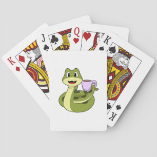 Snake with Cup of Coffee Playing Cards