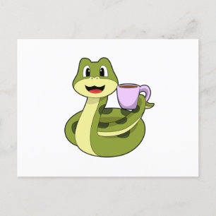 Snake with Cup of Coffee Postcard