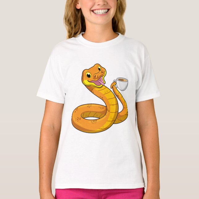 Snake with Cup of Coffee T-Shirt (Front)