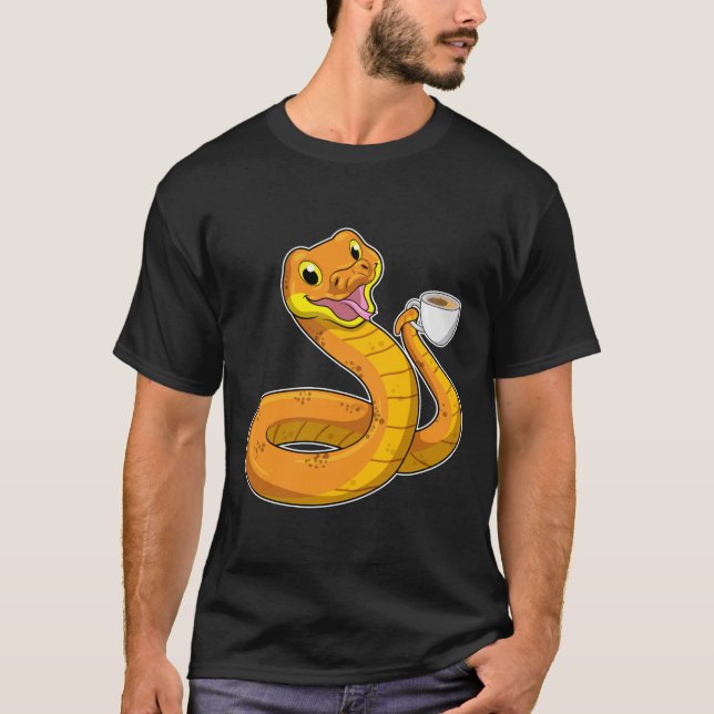 Snake with Cup of Coffee T-Shirt (Front)