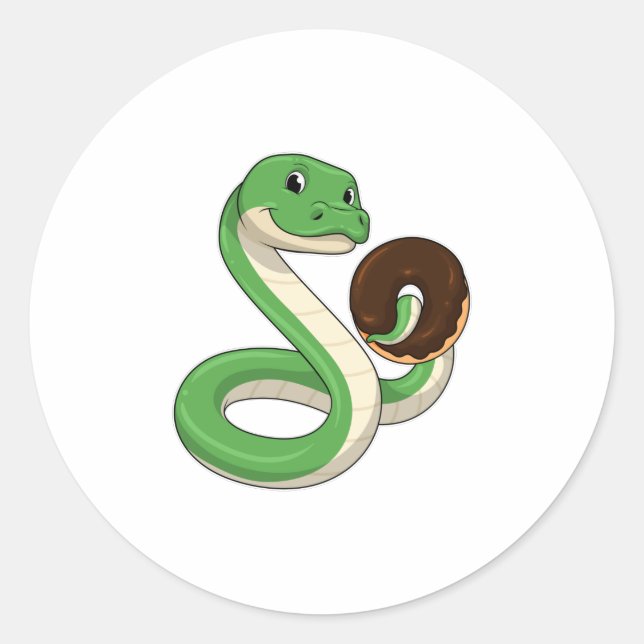 Snake with Donut Classic Round Sticker (Front)