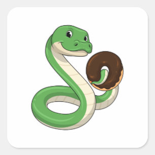 Snake with Doughnut Square Sticker