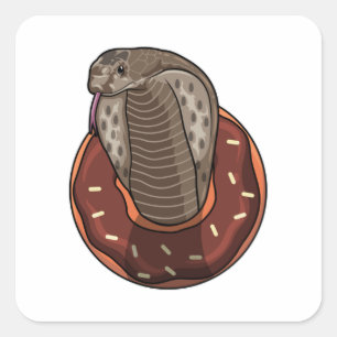 Snake with Doughnut Square Sticker