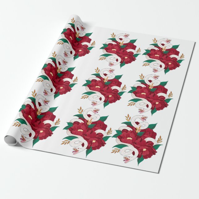 Snake with flowers wrapping paper (Unrolled)