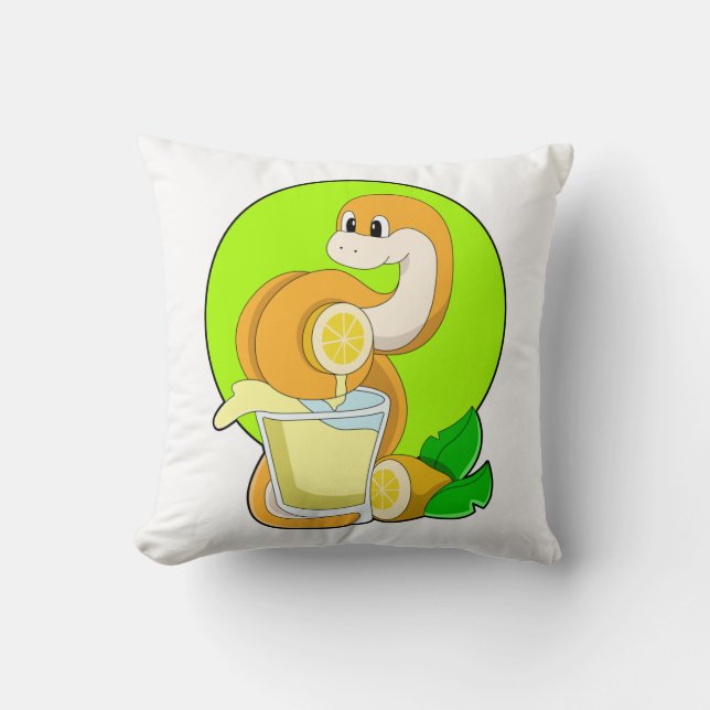 Snake with Glass of Lemon juice Cushion (Front)