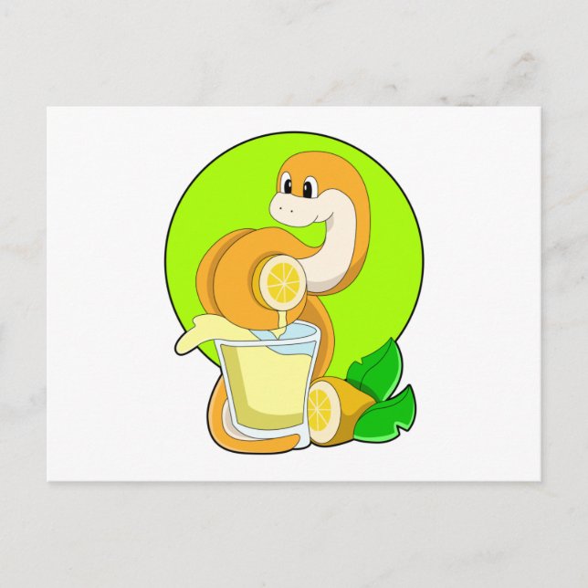 Snake with Glass of Lemon juice Postcard (Front)