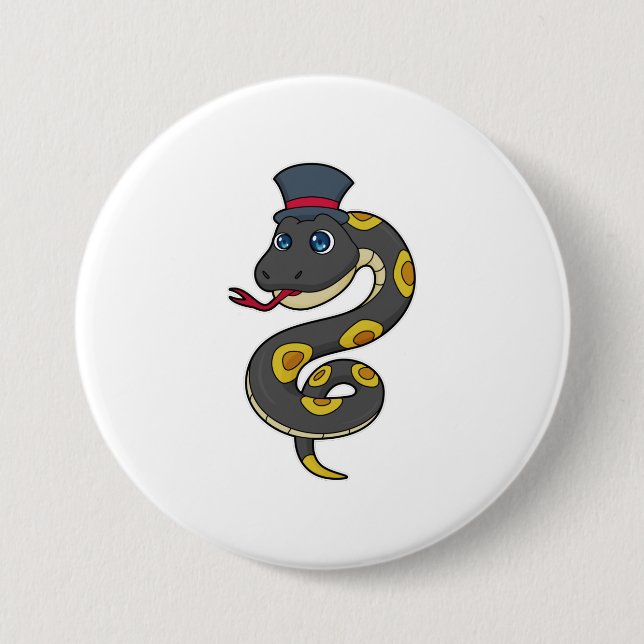 Snake with Hat 7.5 Cm Round Badge (Front)