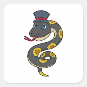 Snake with Hat Square Sticker