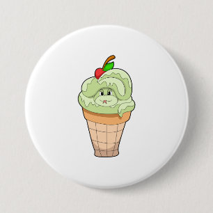 Snake with Ice cream cone & Cherry 7.5 Cm Round Badge