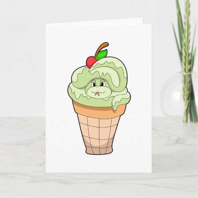 Snake with Ice cream cone & Cherry Card (Front)