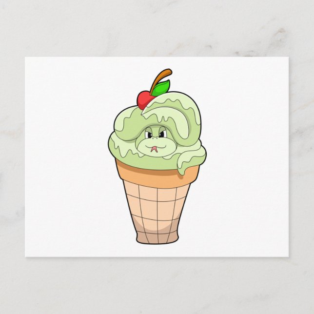 Snake with Ice cream cone & Cherry Postcard (Front)