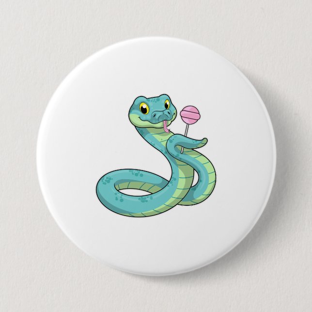Snake with Lollipop 7.5 Cm Round Badge (Front)