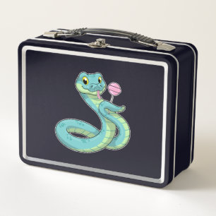 Snake with Lollipop Metal Lunch Box