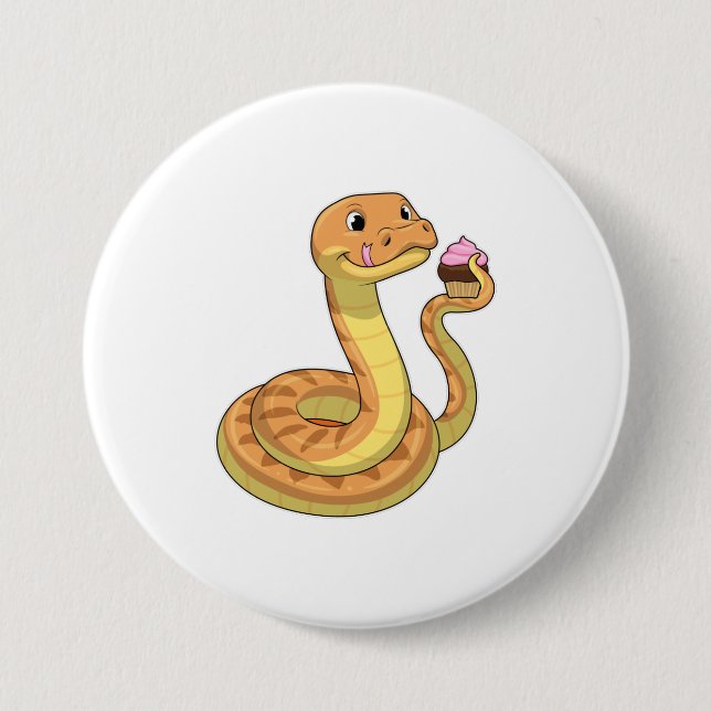 Snake with Muffin 7.5 Cm Round Badge (Front)