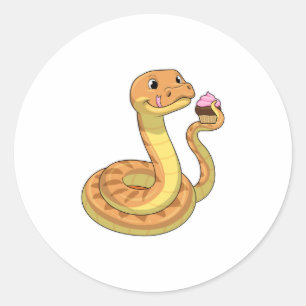Snake with Muffin Classic Round Sticker