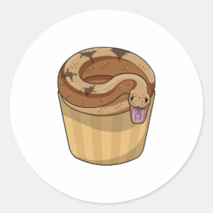 Snake with Muffin Classic Round Sticker