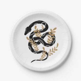 Snake with plants paper plate
