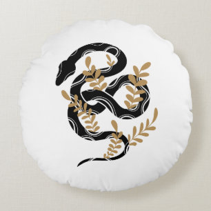 Snake with plants round cushion