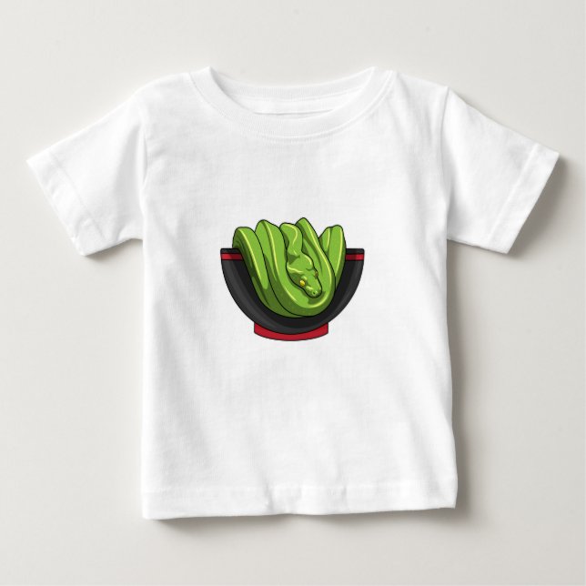 Snake with Ramen Bowl Baby T-Shirt (Front)