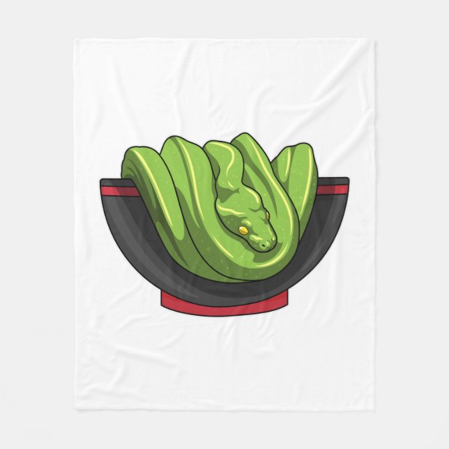Snake with Ramen Bowl Fleece Blanket (Front)