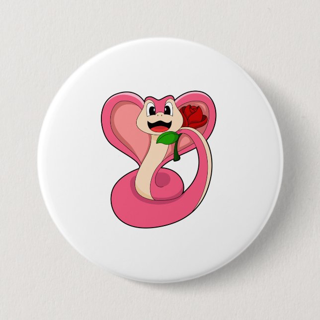 Snake with Rose 7.5 Cm Round Badge (Front)
