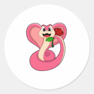Snake with Rose Classic Round Sticker