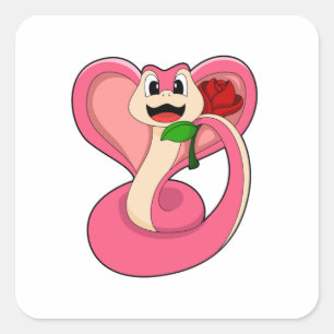 Snake with Rose Square Sticker