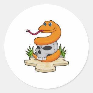 Snake with Skull Classic Round Sticker