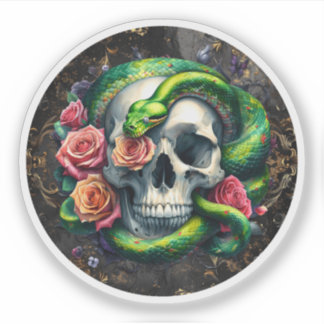 Snake With Skull Green Sticker.