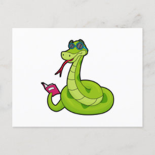 Snake with Sunglasses & Book Postcard