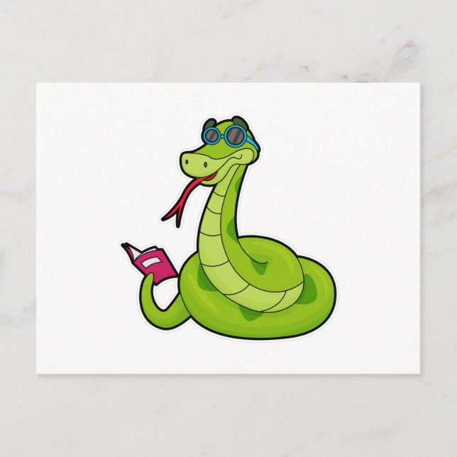 Snake with Sunglasses & Book Postcard (Front)