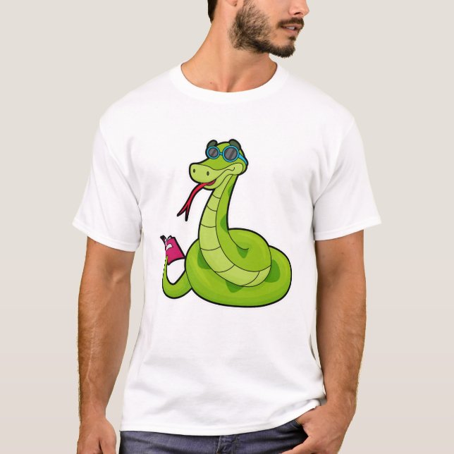 Snake with Sunglasses & Book T-Shirt (Front)