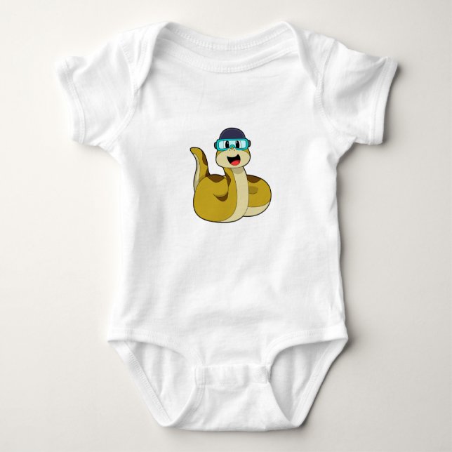 Snake with Swimming goggles Baby Bodysuit (Front)