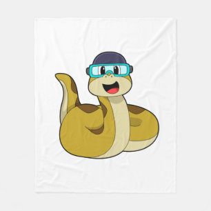 Snake with Swimming goggles Fleece Blanket