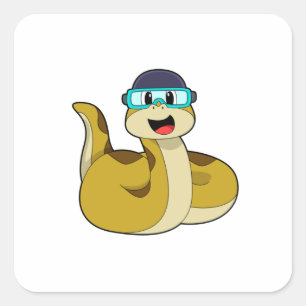 Snake with Swimming goggles Square Sticker