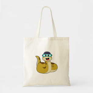 Snake with Swimming goggles Tote Bag