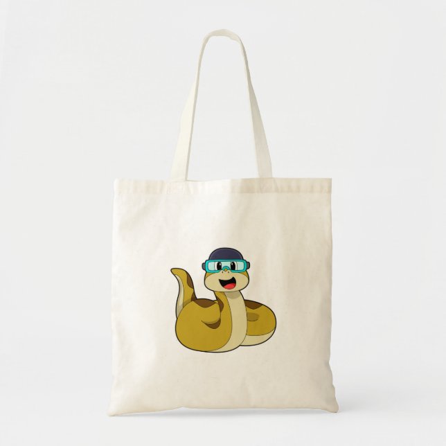 Snake with Swimming goggles Tote Bag (Front)